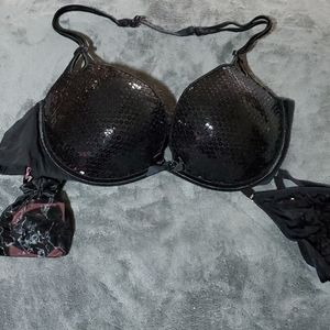 Victoria's Secret gorgeous black sequin pushup set